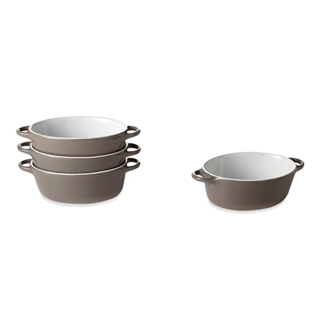 Set 4 Petits Plats à Four Individuels Gris-taupe En Céramique émaillée 350 Ml 2 Set 4 Petits Plats à Four Individuels Gris-taupe En Céramique émaillée 350 Ml – Image 2