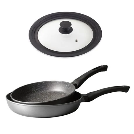 Lot 2 Poêles Avec Revêtement Dur Comme La Pierre 24 Et 28 Cm Et Couvercle Multi-diamètres 1 Lot 2 Poêles Avec Revêtement Dur Comme La Pierre 24 Et 28 Cm Et Couvercle Multi-diamètres