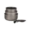 Set 3 Casseroles Anti-adhésives Effet Pierre Et Manche Amovible
