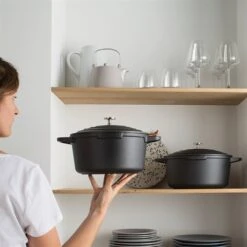 Lot Cocotte Légère Ronde En Fonte D'aluminium 20 Cm Coloris Noir Et Deux Maniques Silicone -Cuisine À Domicile 209010 2 2 Lot cocotte legere ronde en fonte d aluminium 20 cm coloris noir et deux maniques silicone Mathon