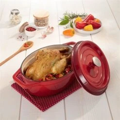 Cocotte En Fonte Ovale 29 Cm 4 L Rouge 5 Cocotte En Fonte Ovale 29 Cm 4 L Rouge -Cuisine À Domicile 213176 2 7 Cocotte en fonte ovale 29 cm 4 L rouge Mathon