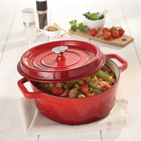 Cocotte En Fonte Ronde 24 Cm 3,7 L Rouge 3 Cocotte En Fonte Ronde 24 Cm 3,7 L Rouge – Image 3