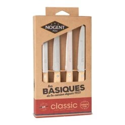 Coffret 4 Couteaux De Table Kraft Classic Bois De Hêtre Naturel
