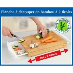 Planche à Découper En Bambou à 2 Tiroirs 5 Planche à Découper En Bambou à 2 Tiroirs -Cuisine À Domicile 48132 2 3 Planche a decouper en bambou a 2 tiroirs Wenko by Maximex