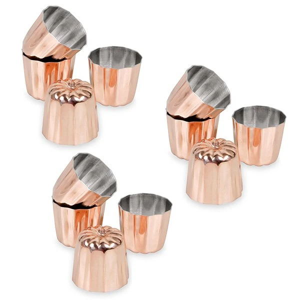 Patisse Lot 12 Moules à Canelés Bordelais Cuivre 3,5 Cm 1 Patisse Lot 12 Moules à Canelés Bordelais Cuivre 3,5 Cm