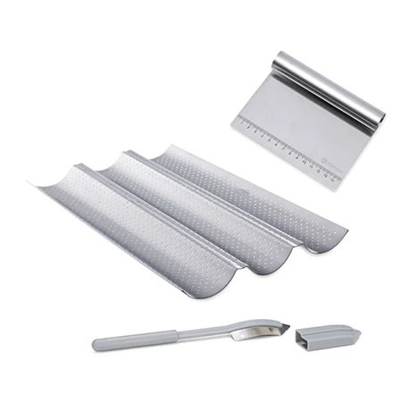 Kit Faire Son Pain : Plaque à Baguettes + Coupe Pâte+ Incisette 1 Kit Faire Son Pain : Plaque à Baguettes + Coupe Pâte+ Incisette