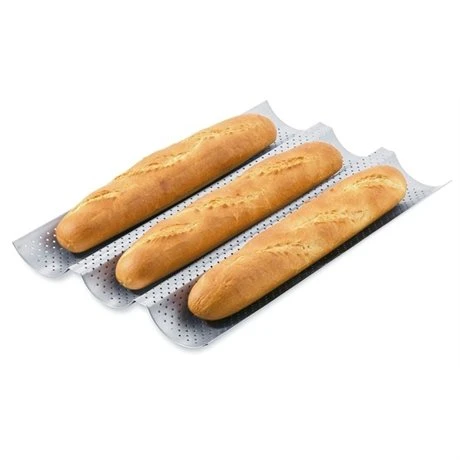 Patisse Plaque 3 Baguettes Perforée Avec Revêtement Anti-adhésif 1 Patisse Plaque 3 Baguettes Perforée Avec Revêtement Anti-adhésif