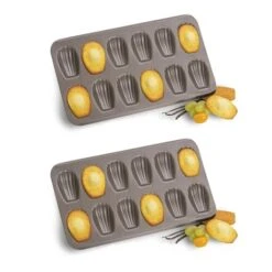 Lot De 2 Plaques 12 Madeleines Revêtu Anti-adherent