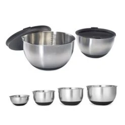 Lot 6 Bols En Inox Gradués Avec Base Silicone 10,5 à 24 Cm