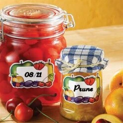 Lot Bassine à Confiture 38 Cm Et 100 étiquettes Autocollantes Décor Fruits -Cuisine À Domicile 67957 2 1 Lot Bassine a confiture 38 cm et 100 etiquettes autocollantes decor fruits