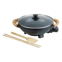 Bestron Wok électrique Avec Couvercle En Verre 1500 W