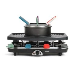 LIVOO Set à Raclette, Gril Et Fondue 8 Personnes 1100 W