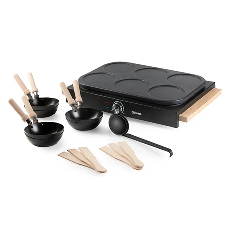 Domo Appareil 2 En 1 Mini-woks Et Mini-crêpes électrique 6 Personnes 1000 W 1 Domo Appareil 2 En 1 Mini-woks Et Mini-crêpes électrique 6 Personnes 1000 W
